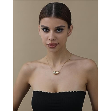 VULETO Drop Necklace Dupes Teardrop 14k Gold Plated Water Drop Chain Hypoallergenic Tear Drop Pendant Necklace Trendy Jewelry for Women