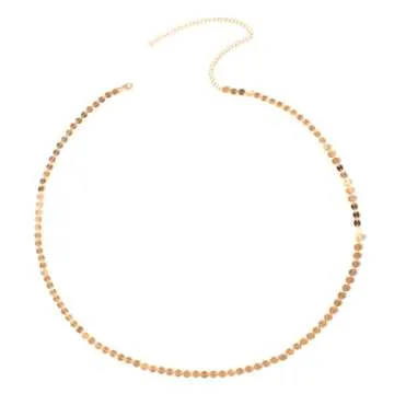 Zoestar Sequin Bikini Body Chain Beach Gold Waist Chain Body Jewelry for Women （1PC)