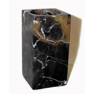 KhanImports Black Marble Pencil Holder for Home or Office