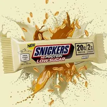 Snickers Bars - Low Sugar High Protein Bars- White Chocolate - 12x57g,12 Count (Pack of 1)