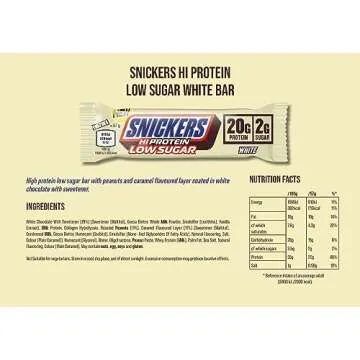 Snickers Bars - Low Sugar High Protein Bars- White Chocolate - 12x57g,12 Count (Pack of 1)