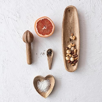 Creative Co-Op Carved Wood Juicer for Natural Kitchen Use