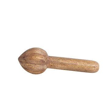 Creative Co-Op Carved Wood Juicer for Natural Kitchen Use