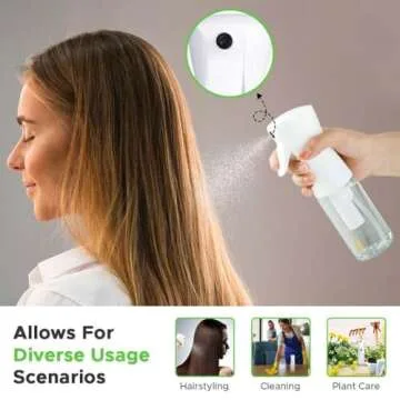 VIGOR PATH Continuous Spray Bottle with Ultra Fine Mist - Versatile Water Sprayer for Hair, Home Cleaning, Salons, Plants, Aromatherapy, and More - Empty Hair Spray Bottle (Clear - 5oz)
