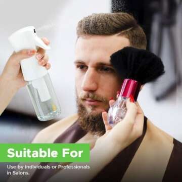 VIGOR PATH Continuous Spray Bottle with Ultra Fine Mist - Versatile Water Sprayer for Hair, Home Cleaning, Salons, Plants, Aromatherapy, and More - Empty Hair Spray Bottle (Clear - 5oz)