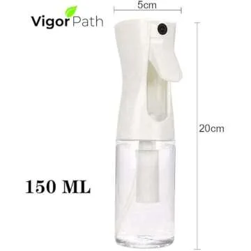 VIGOR PATH Continuous Spray Bottle with Ultra Fine Mist - Versatile Water Sprayer for Hair, Home Cleaning, Salons, Plants, Aromatherapy, and More - Empty Hair Spray Bottle (Clear - 5oz)