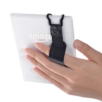 TFY Security Hand Strap with Leather Belt Holder Stand Compatible with Kindle Voyage, 6Inch / Kindle...