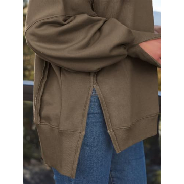 Trendy Queen Womens Oversized Sweatshirts Hoodies Crewneck Shirts Fall Outfits Teen Girls Y2k Winter Clothes Light Coffee L