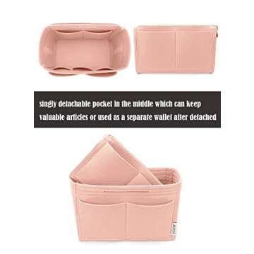 LEXSION Felt Purse Bag Organizer Insert with zipper Bag Tote Shaper Fit Speedy Neverful PM MM 8021 P...
