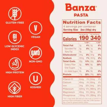 Banza Spaghetti Pasta from Chickpeas - Gluten Free, High Protein, and Lower Carb Protein Spaghetti Chickpea Pasta - 8oz