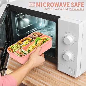 Bento Box Adult Lunch Box, Lunch Containers for Kids Girls Boys with 4 Compartments, Lunchable Food Container with Utensils, Sauce Jar, Muffin Liners, 40 Oz/5 Cup, Microwave & Dishwasher Safe, Pink