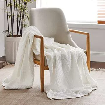 Bedsure Cooling Cotton Waffle Weave Throw Blanket - Lightweight Breathable Blanket of Rayon Derived ...