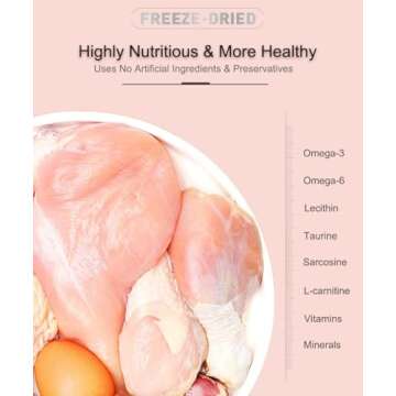 BNYEE Freeze Dried Cat & Dog Treats – 8OZ Freeze Dried Chicken+Duck+Egg Yolk 3 in 1 Meat Snacks - High Protein, Bite-Sized, Training Treats Snacks (8 OZ)