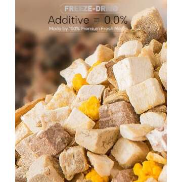 BNYEE Freeze Dried Cat & Dog Treats – 8OZ Freeze Dried Chicken+Duck+Egg Yolk 3 in 1 Meat Snacks - High Protein, Bite-Sized, Training Treats Snacks (8 OZ)