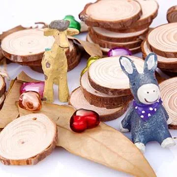 Caydo 20 Pcs 2.4-2.8 Inch Unfinished Wood Slices with Holes and 33 Feet Twine String for Home Hanging Decorations and Wedding Ornaments