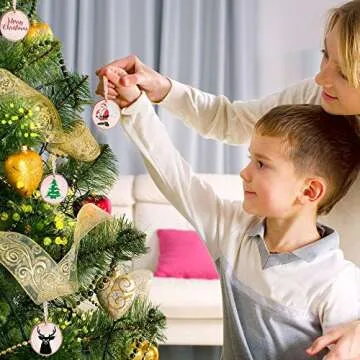 Caydo 20 Pcs 2.4-2.8 Inch Unfinished Wood Slices with Holes and 33 Feet Twine String for Home Hanging Decorations and Wedding Ornaments