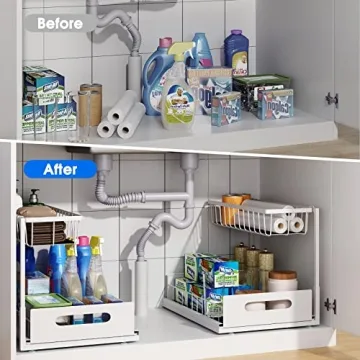 UINOFLE 2 Pack Under Sink Organizer for Kitchen & Bathroom