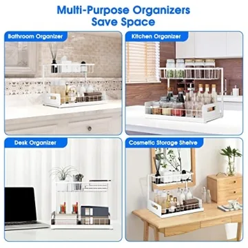 UINOFLE 2 Pack Under Sink Organizer for Kitchen & Bathroom