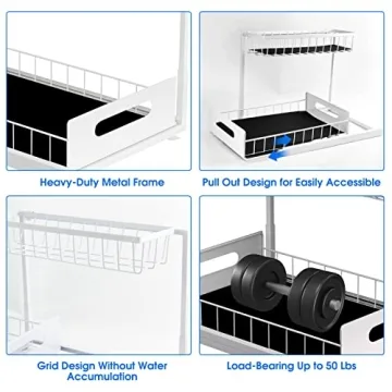 UINOFLE 2 Pack Under Sink Organizer for Kitchen & Bathroom