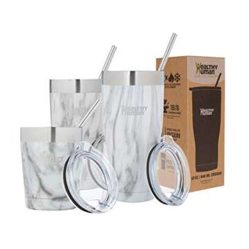 Healthy Human Stainless Steel Tumbler with Straw & Lid | Splash Proof Insulated Travel Cup | Eco-Fri...