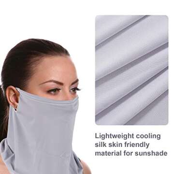 APIPI 6 Pcs Sun Protection Cooling Face Mask- Summer Silk Face Cover Women Multifunction Neck Gaiter UV Protection Scarves Breathable Sun Proof Scarves with Ear Hook for Outdoor Hiking Dustproof