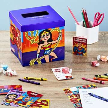 Hallmark Justice League Valentines Day Cards and Mailbox for School Exchange – 32 Cards, 1 Teacher...