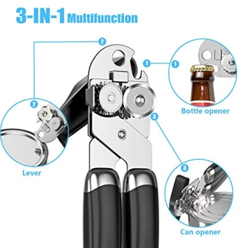 Easy Grip Stainless Steel Manual Can Opener for Seniors