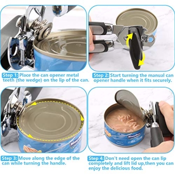 Easy Grip Stainless Steel Manual Can Opener for Seniors