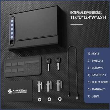 XDeer Wall Gun Safe, Biometric Gun Safes for Pistols, Quick-Access Handgun Safe with Fingerprint & Digital Key Pad, Pistol Safe for Home, Up to 1 Full-size pistol