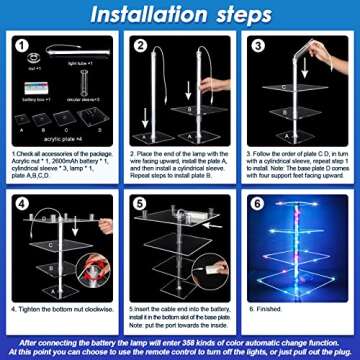 Cupcake Stand with Remote, Rechargeable 2600mAh Acrylic Cupcake Holder with USB-C Cable - Multi Color Changing Modes - Speed&Brightness Adjustable, Cupcake Tower Display Party Décor