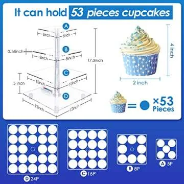 Colorful LED Cupcake Stand with Remote Control and USB-C
