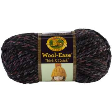 Lion Brand Wool-Ease Thick & Quick Yarn Blackstone - Durable and Versatile Yarn for All Your Craftin...