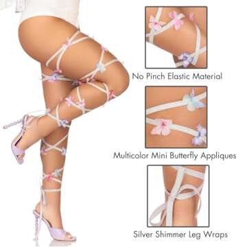 Leg Avenue Glitter Butterfly Leg Wraps for Festivals