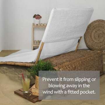 GT Globaltex Fine Linens 100% Turkish Cotton Chaise Lounge Towel Cover with Flap, OekoTex Quick-Dryi...