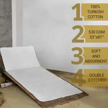 Luxurious Turkish Cotton Chaise Lounge Towel Cover with Pocket Design