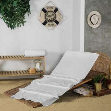 Luxurious Turkish Cotton Chaise Lounge Towel Cover with Pocket Design