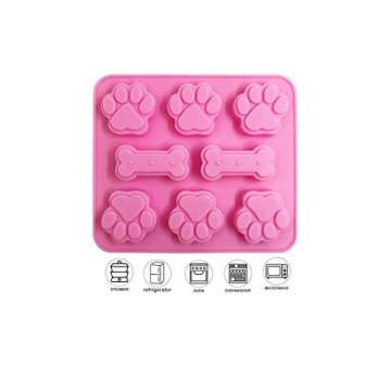 2 Pack Silicone Molds with Puppy Dog Paw and Bone Shaped 2 in 1, Flexible Dog Treat Molds Ice Cube Trays Reusable Non-Stick Gummy Molds, Candy Chocolate molds Pudding, Jelly & Baking Biscuits