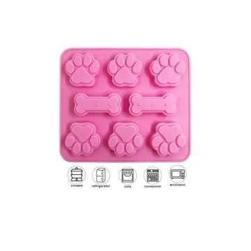 2 Pack Silicone Dog Treat Molds - Paw & Bone Shapes
