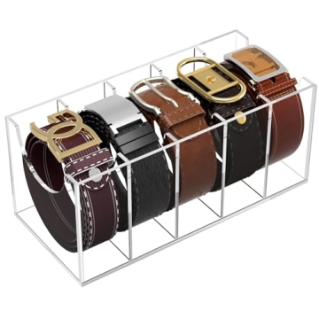 NIUBEE Belt Organizer - 5 Compartment Acrylic Storage for Belts and Ties