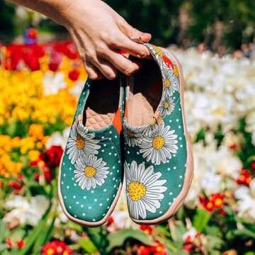 UIN Women's Art Travel Shoes - Slip On Canvas Loafers