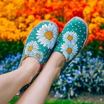 UIN Women's Art Travel Shoes - Slip On Canvas Loafers