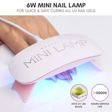 Makartt UV LED Nail Lamp: UV Light for Gel Nails, 6W Mini USB Portable Lamp Fast Drying Gel Polish Curing Light 60S Timer Dryer Manicure for Nail Salon Home DIY