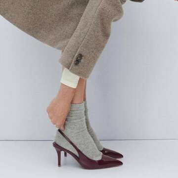 VOLEECE Slingback Heels for Women Patent Leather Stiletto Heel Pumps Pointed Toe Slip On Dress Shoes...