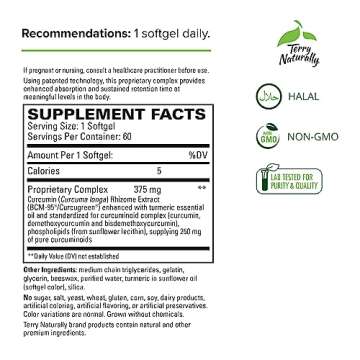 Terry Naturally CuraMed 375mg - Antioxidant Supplement for Brain & Immune Health Support - Dietary S...