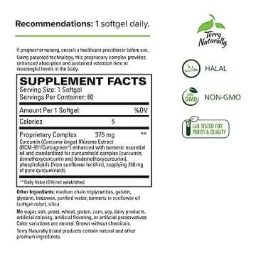 Terry Naturally CuraMed 375mg - Antioxidant Supplement for Brain & Immune Health Support - Dietary S...