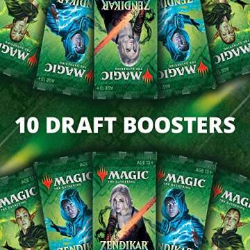 Magic: The Gathering Zendikar Rising Bundle | 10 Draft Booster Packs (150 Cards) | Foil Lands | Accessories