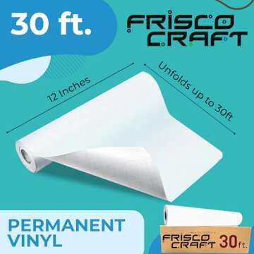 Frisco Craft Matte White Permanent Vinyl - White Vinyl Roll - Permanent Outdoor Vinyl, Water & Weath...