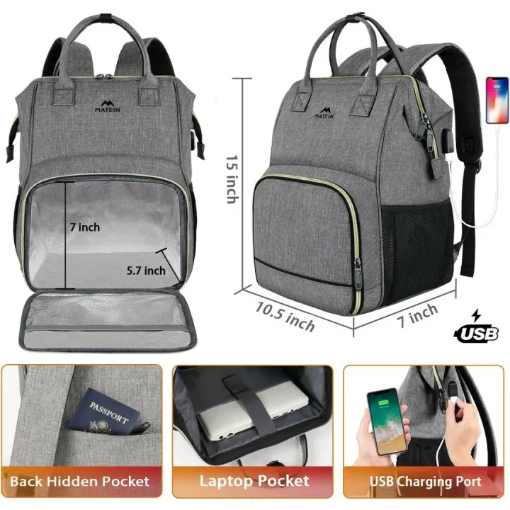 Insulated Lunch Backpack with USB Port for Work & School