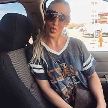 FEISEDY Women Square Oversized Sunglasses with UV400 Protection - Stylish Leopard/Tea