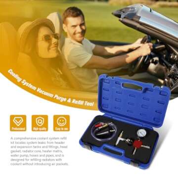 Wenzhon Radiator Pressure Tester Kit, Coolant Pressure Tester and Vacuum Refill Kit for Automotive Cooling System Water Tank Leakage Detection (Coolant Replacement Tool)